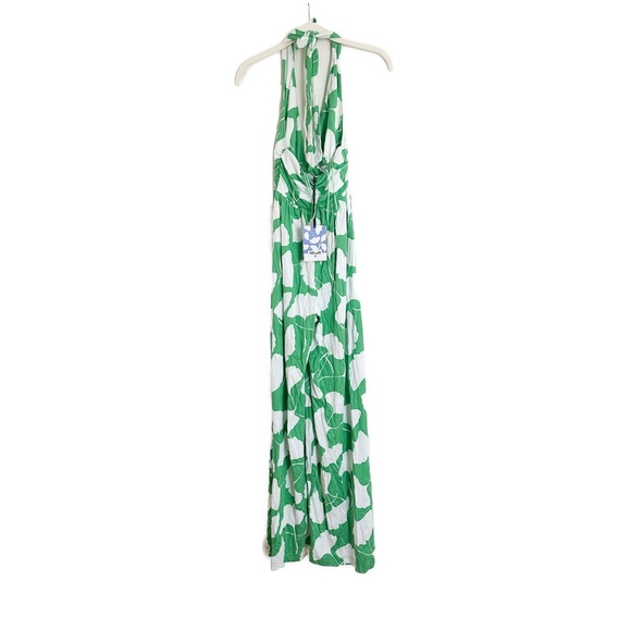 Diane Von Furstenberg X Target Ginkgo Green Halter Wide Leg Jumpsuit Size XXS - Picture 5 of 5